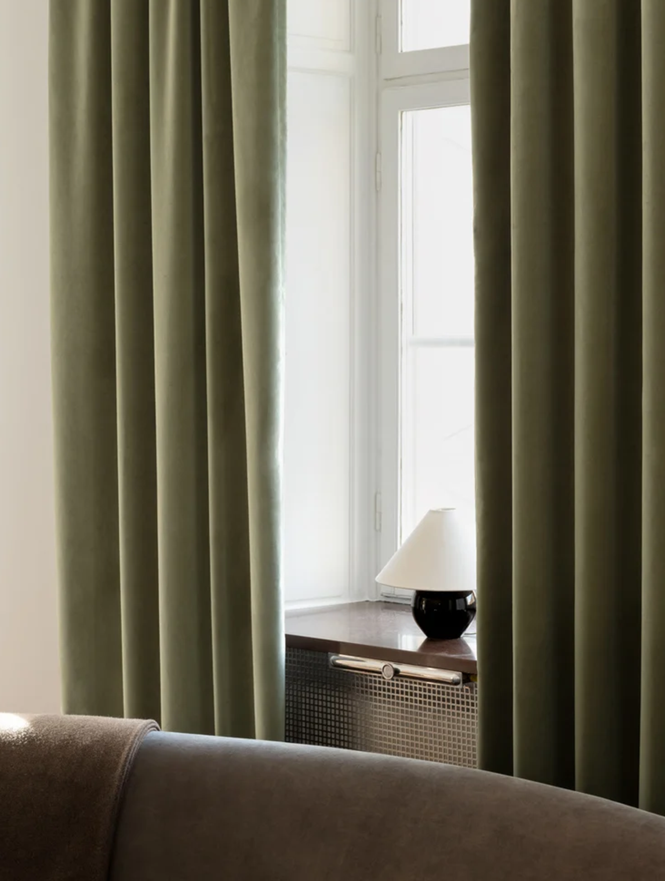 Olive velvet darkening curtains