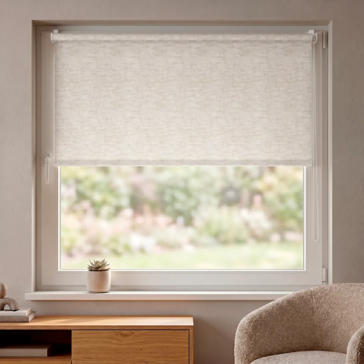 Light filtering sheers in a bright townhouse interior
