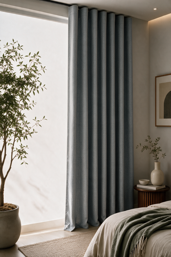 Close-up of Cloud room darkening curtain fabric, made in Doneraile, Co. Cork